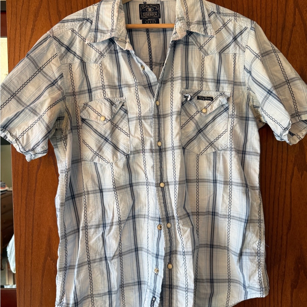 Men's Blue Plaid Shirt